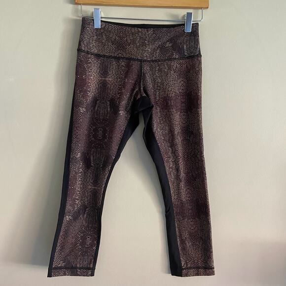 Lululemon Wunder Under Crop II Golden Goddess Cashew Multi Black Size 4 W6E33S - Picture 3 of 6